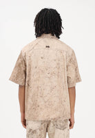 I'M BRIAN Camica a manica corta beige da uomo con stampa effetto marmorizzato CA3651 0025 I'M BRIAN 