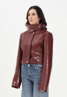 SPORTMAX Giubbotto corto SPXSULTANO bordeaux da donna in vernice con stampa alligatore 2612041081600 004 SPORTMAX 