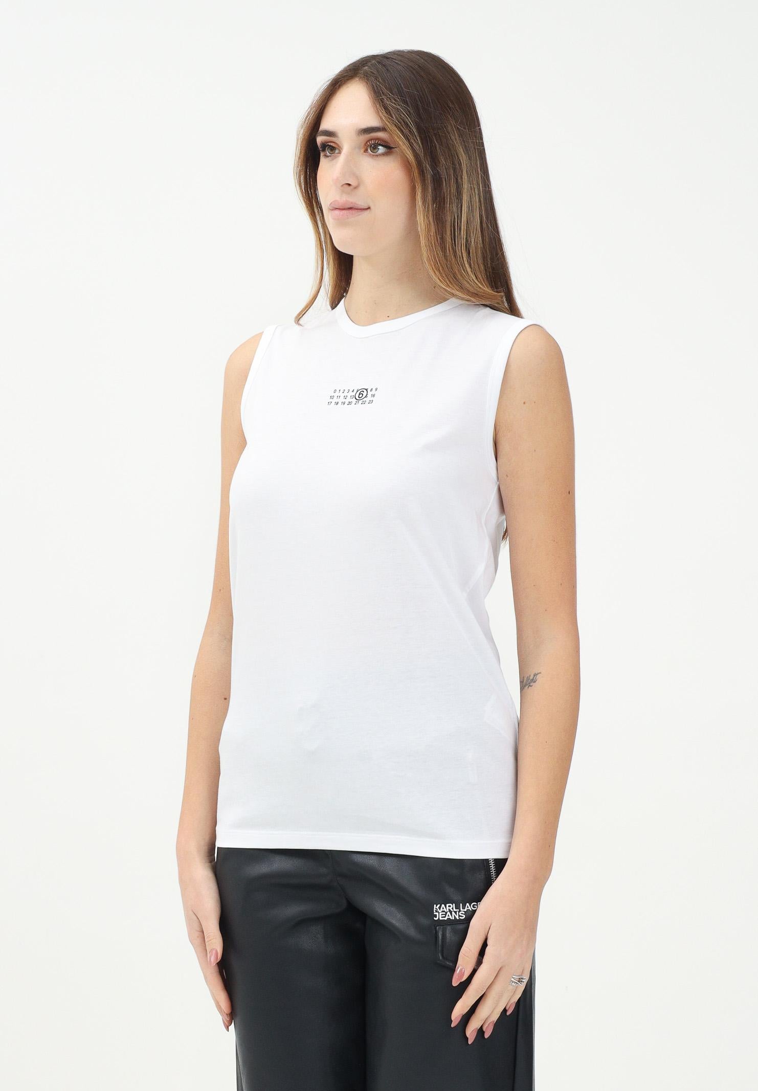 MAISON MARGIELA Canotta bianca per donna, ragazzi e bambini con stampa Numeric M60575MM009 M6100 MAISON MARGIELA 