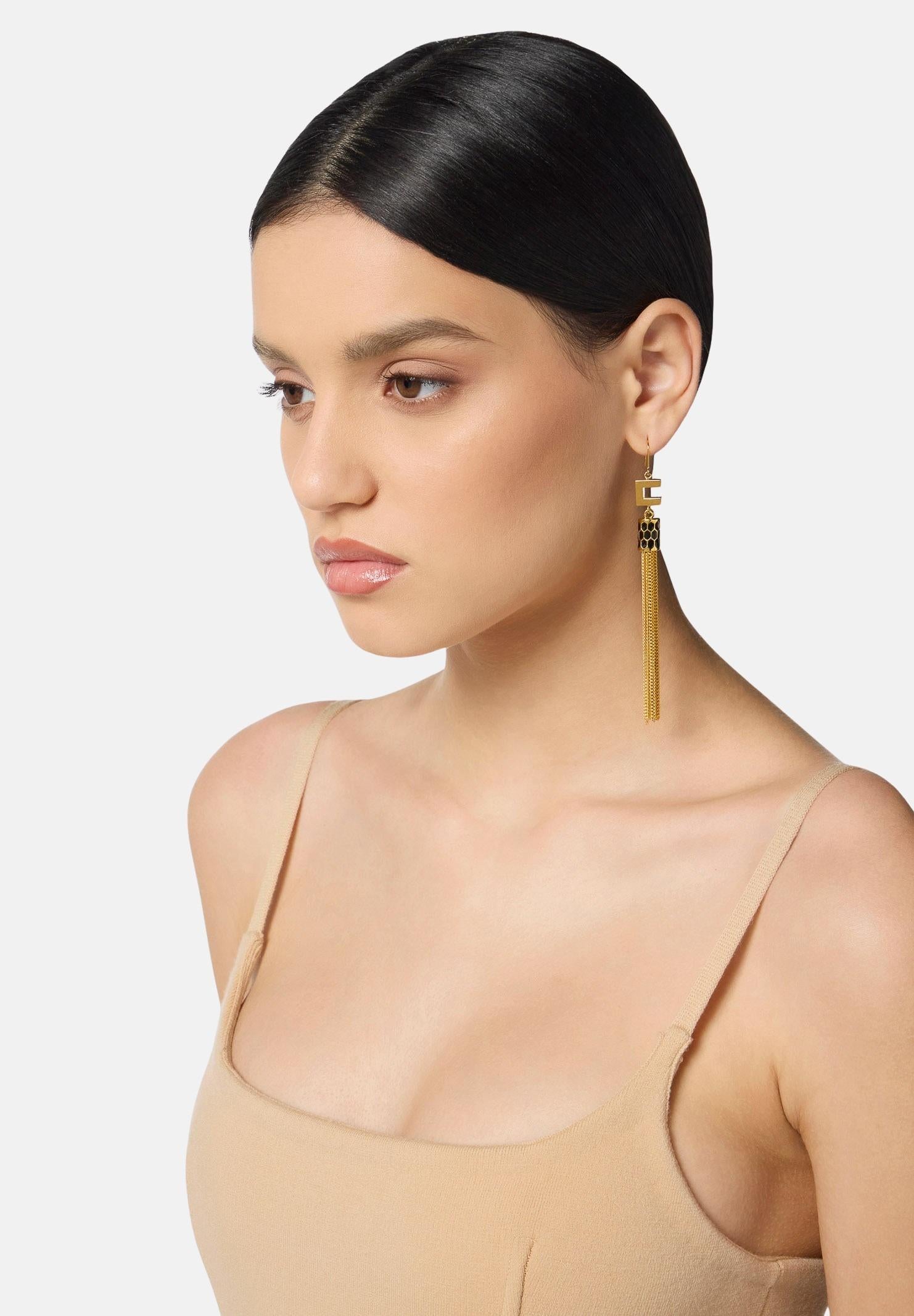 ELISABETTA FRANCHI Orecchini oro da donna con dettaglio snake e nappine OR50A57E2 U95 ELISABETTA FRANCHI 