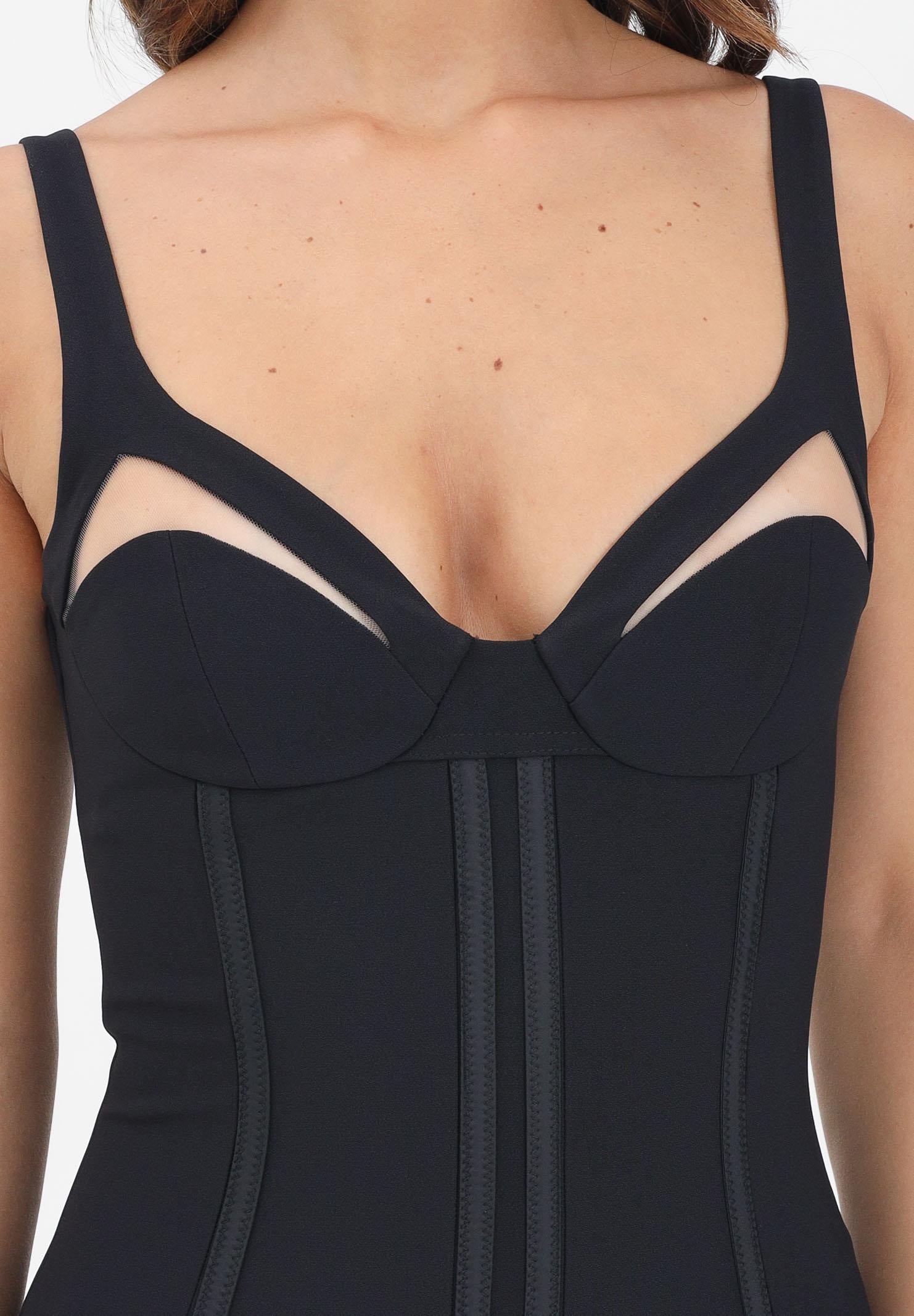 ELISABETTA FRANCHI Abito midi nero da donna con tulle<BR/> AB80256E2 110 ELISABETTA FRANCHI 