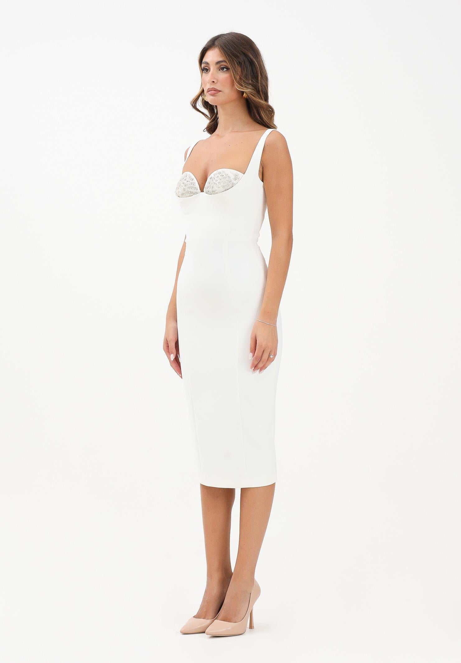 ELISABETTA FRANCHI Abito midi avorio da donna con cristalli AB83557E2 360 ELISABETTA FRANCHI 