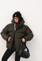 DSQUARED2 Piumino verde oliva per donna, ragazzi e bambini con logo DQ1090D00BN DQ518 DSQUARED2 