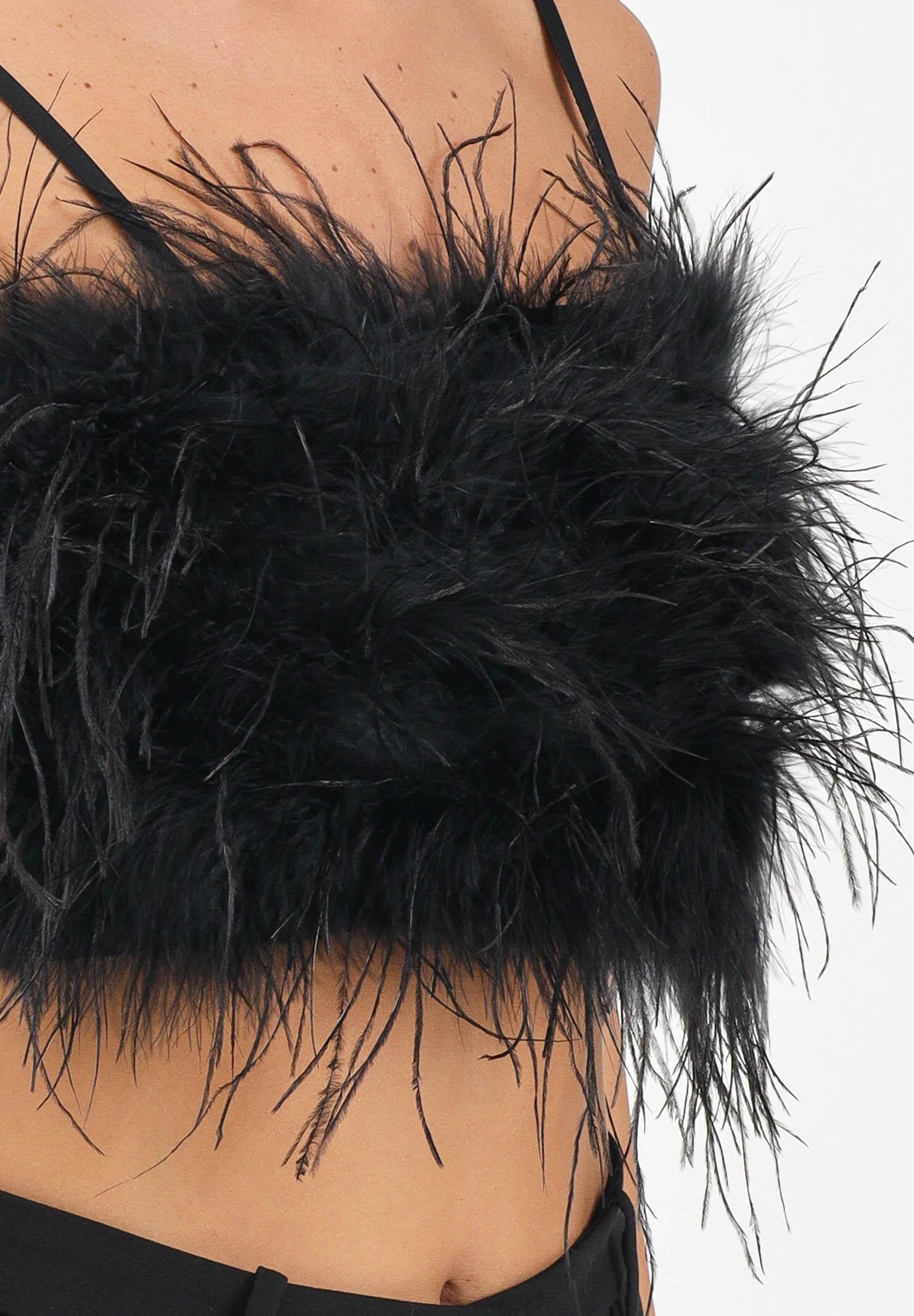 PINKO Top elegante nero da donna con piume 105576A2SO Z99 PINKO 