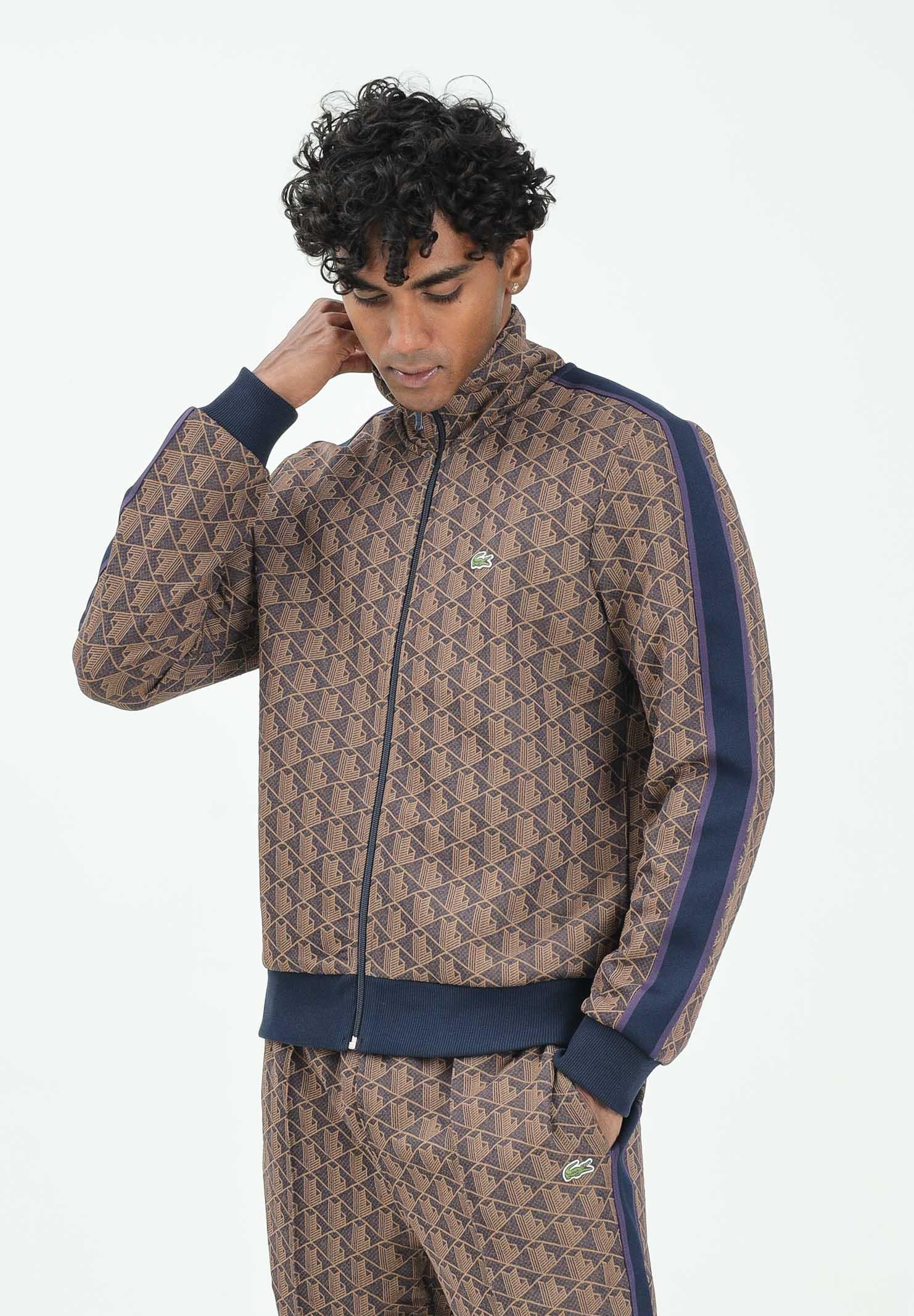 LACOSTE Felpa con zip Paris marrone da uomo SH1368 9I4 LACOSTE 