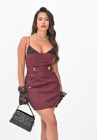 ELISABETTA FRANCHI Abito corto bordeaux da donna in gabardina di misto lana con pizzo AB82856E2 EA4 ELISABETTA FRANCHI 