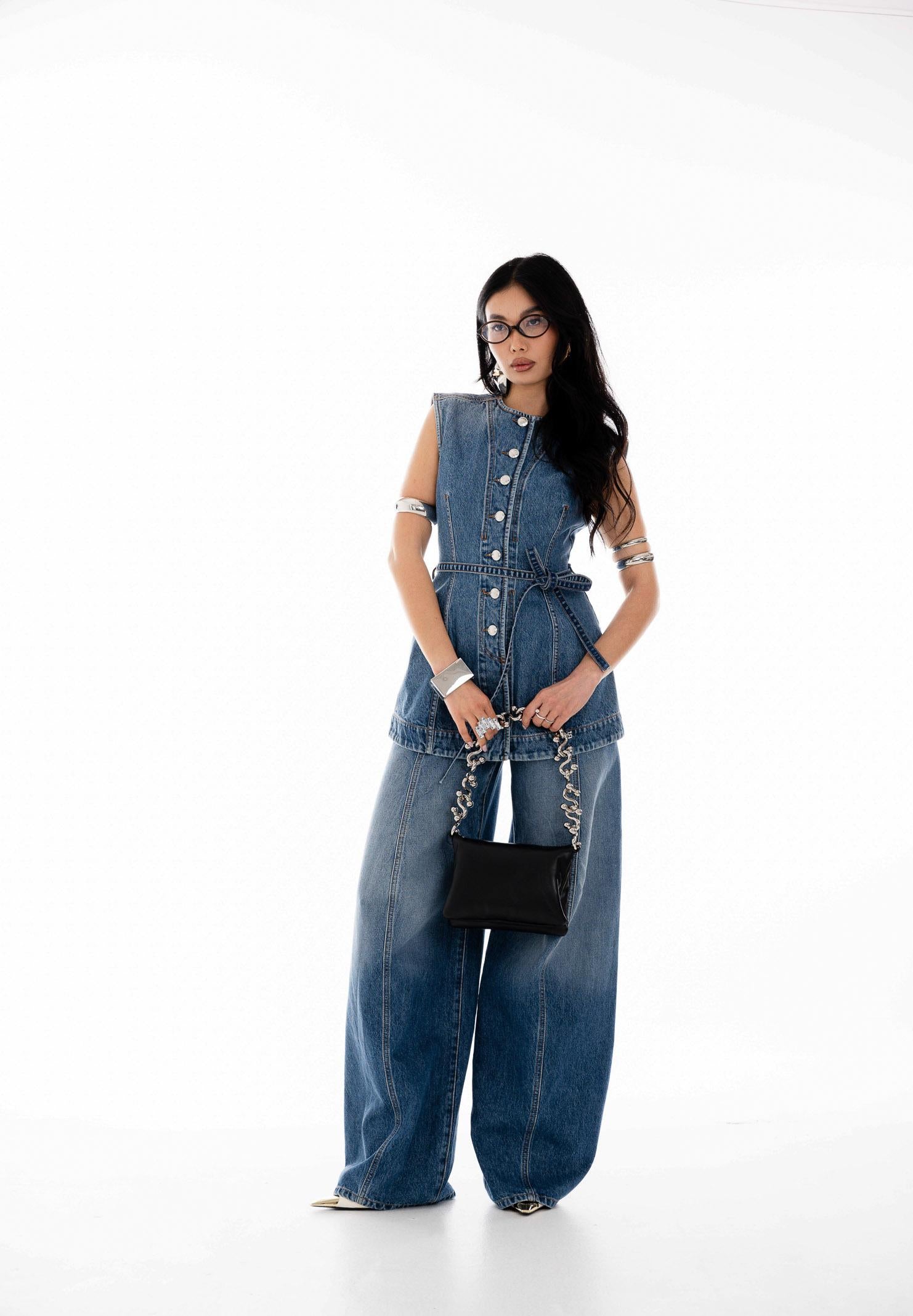 SPORTMAX Gilet SPDDOMINIO in denim medio da donna 2612161015600 005 SPORTMAX 