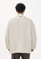 I'M BRIAN Camicia a manica lunga crema da uomo con motivo a righe marroni CA3636 0025 I'M BRIAN 