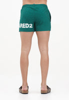 DSQUARED2 Shorts mare verde da uomo con logo all-over D7B5C5950 319 DSQUARED2 