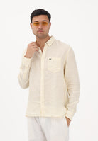 LACOSTE Camicia a manica lunga gialla e bianca da uomo con motivo a righe CH6985 2AI LACOSTE 