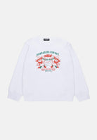 Felpa girocollo bianca per bambino e bambina con grafica Cowboy Pizza DQ2977D0094-B DQ100 DSQUARED2 