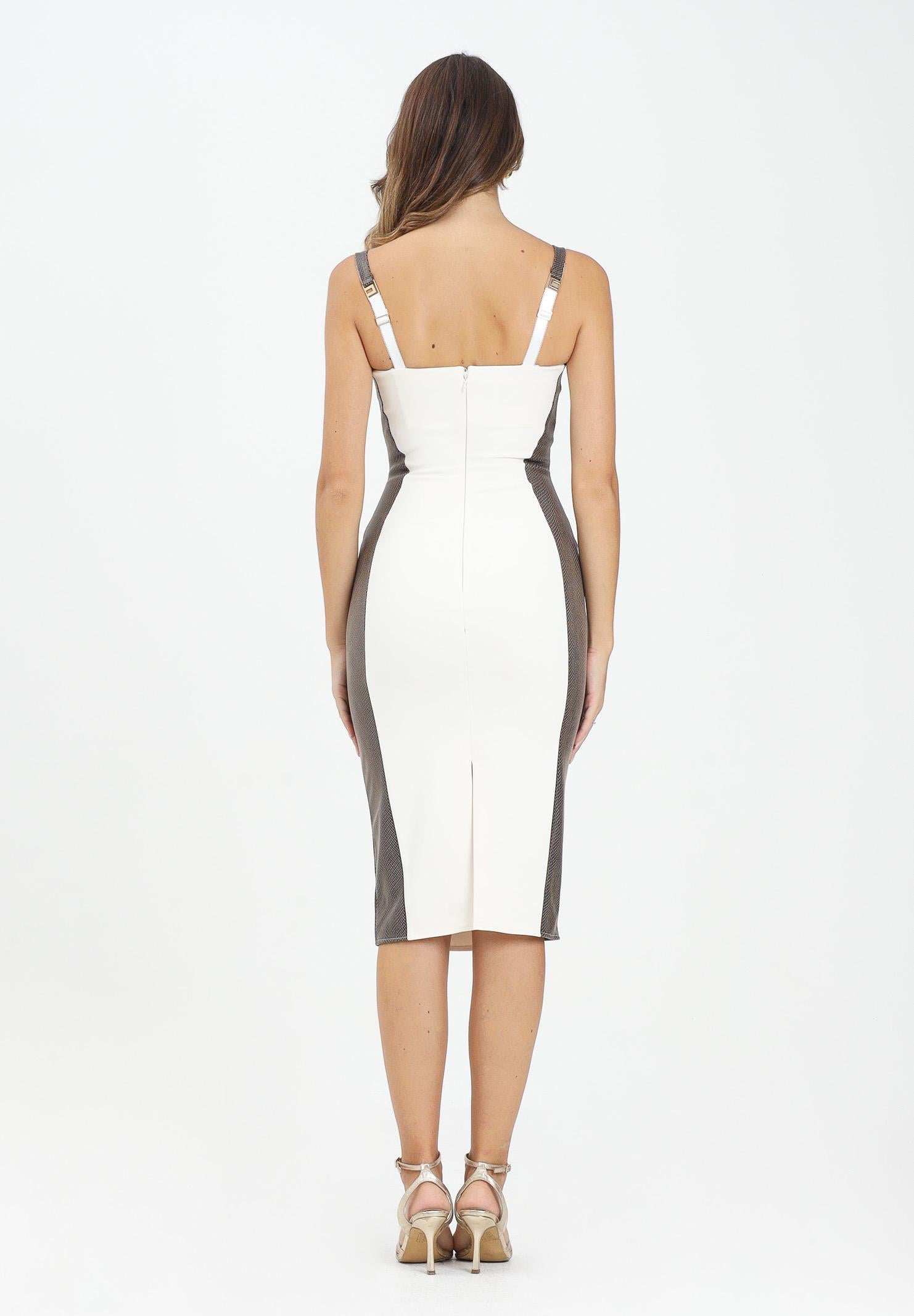 ELISABETTA FRANCHI Abito midi panna da donna con dettagli pitone AB83857E2 EP5 ELISABETTA FRANCHI 