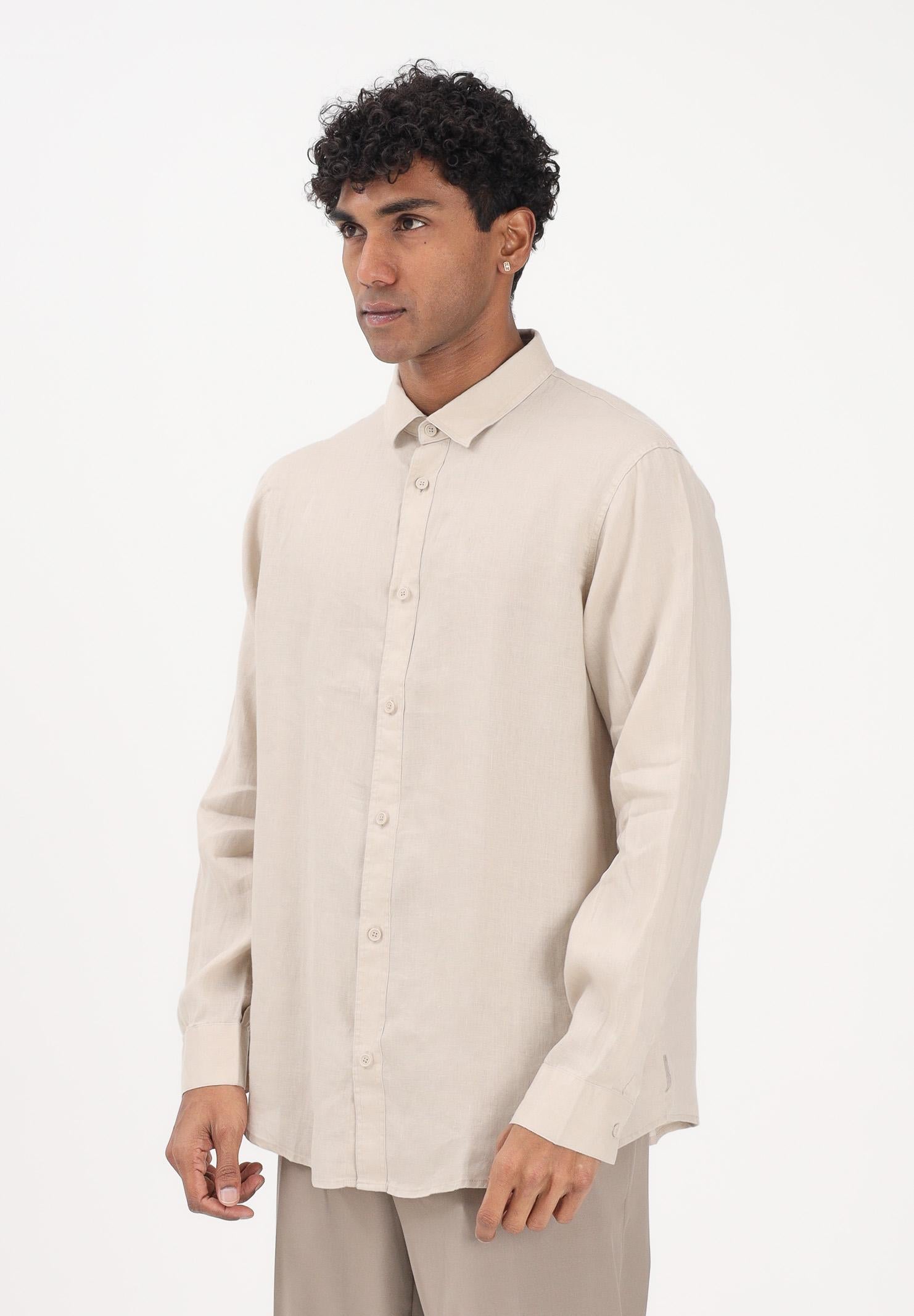 ARMANI EXCHANGE Camicia a manica lunga beige da uomo in lino XM001221AF14619 U1102 ARMANI EXCHANGE 
