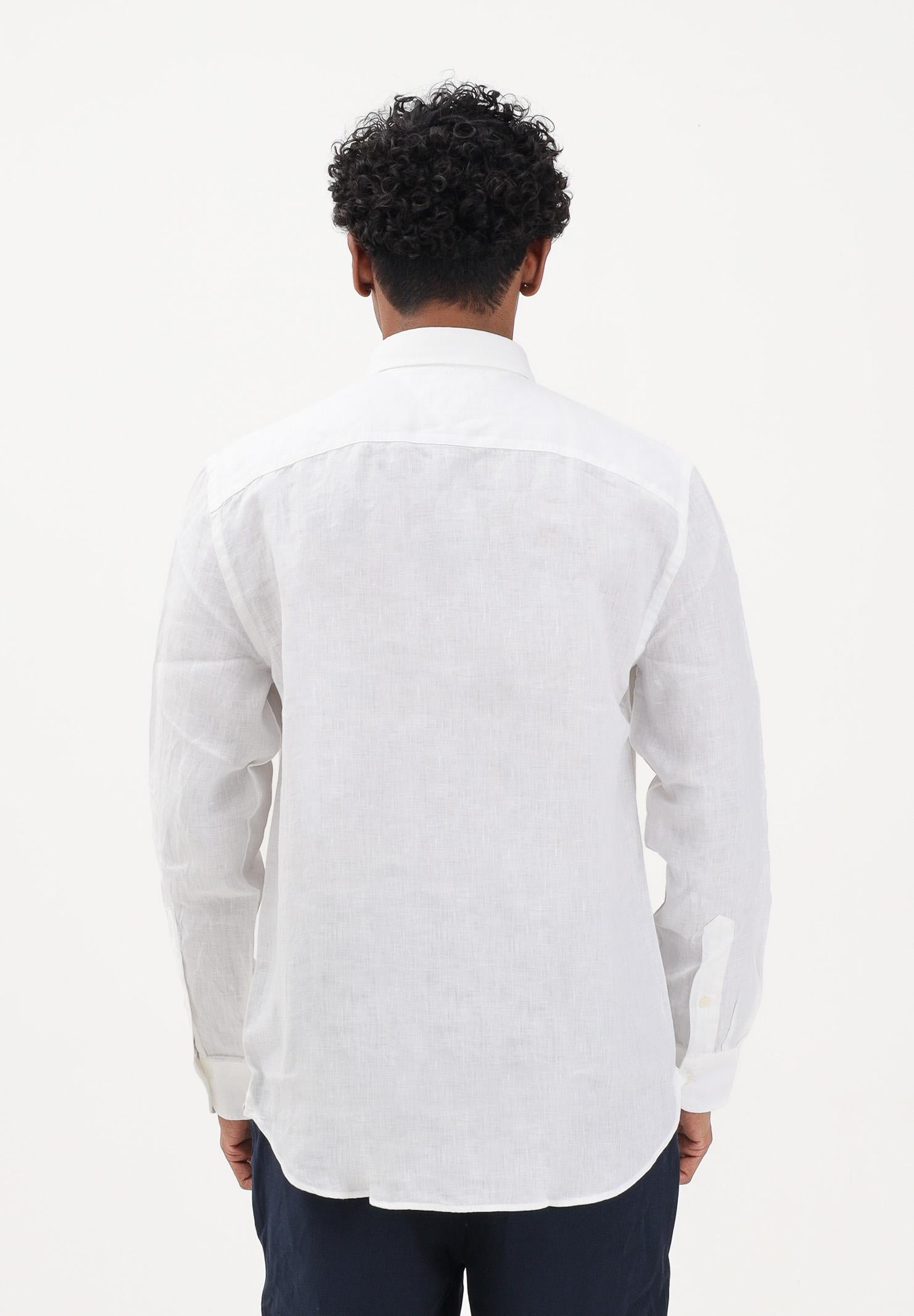 TOMMY HILFIGER Camicia a manica lunga in lino bianca da uomo MW0MW41530 YBR TOMMY HILFIGER 