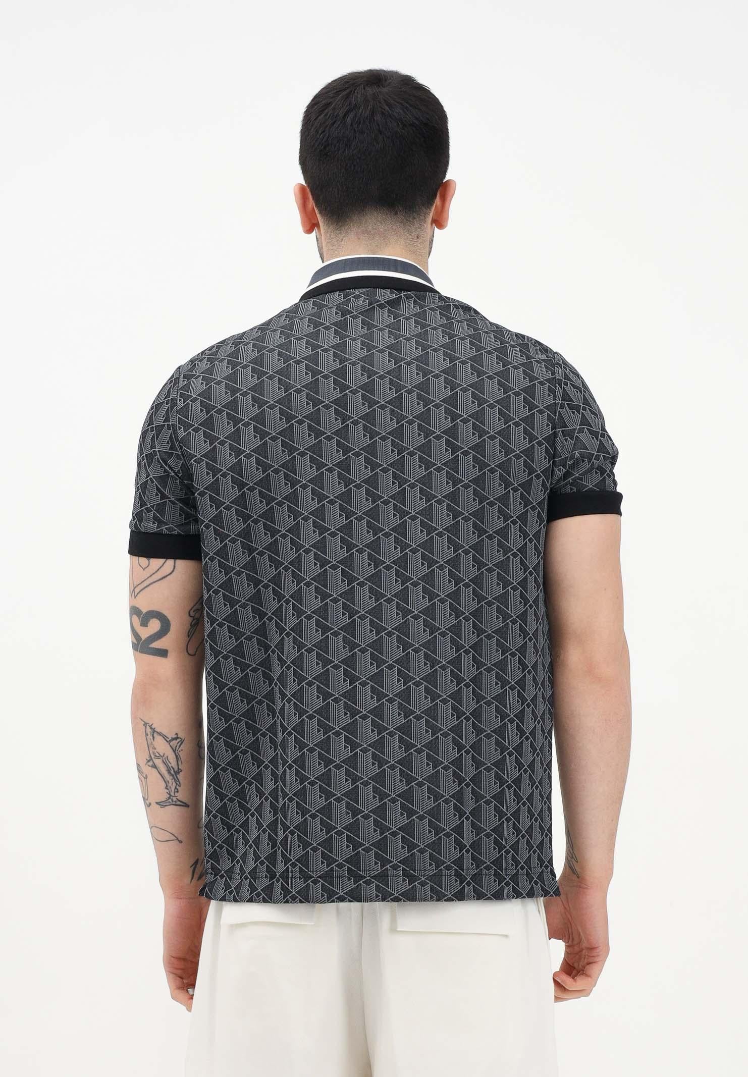 LACOSTE Polo a manica corta nera da uomo in jacquard con monogramma DH1417 4PC LACOSTE 