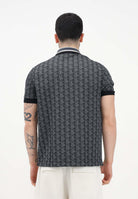 LACOSTE Polo a manica corta nera da uomo in jacquard con monogramma DH1417 4PC LACOSTE 
