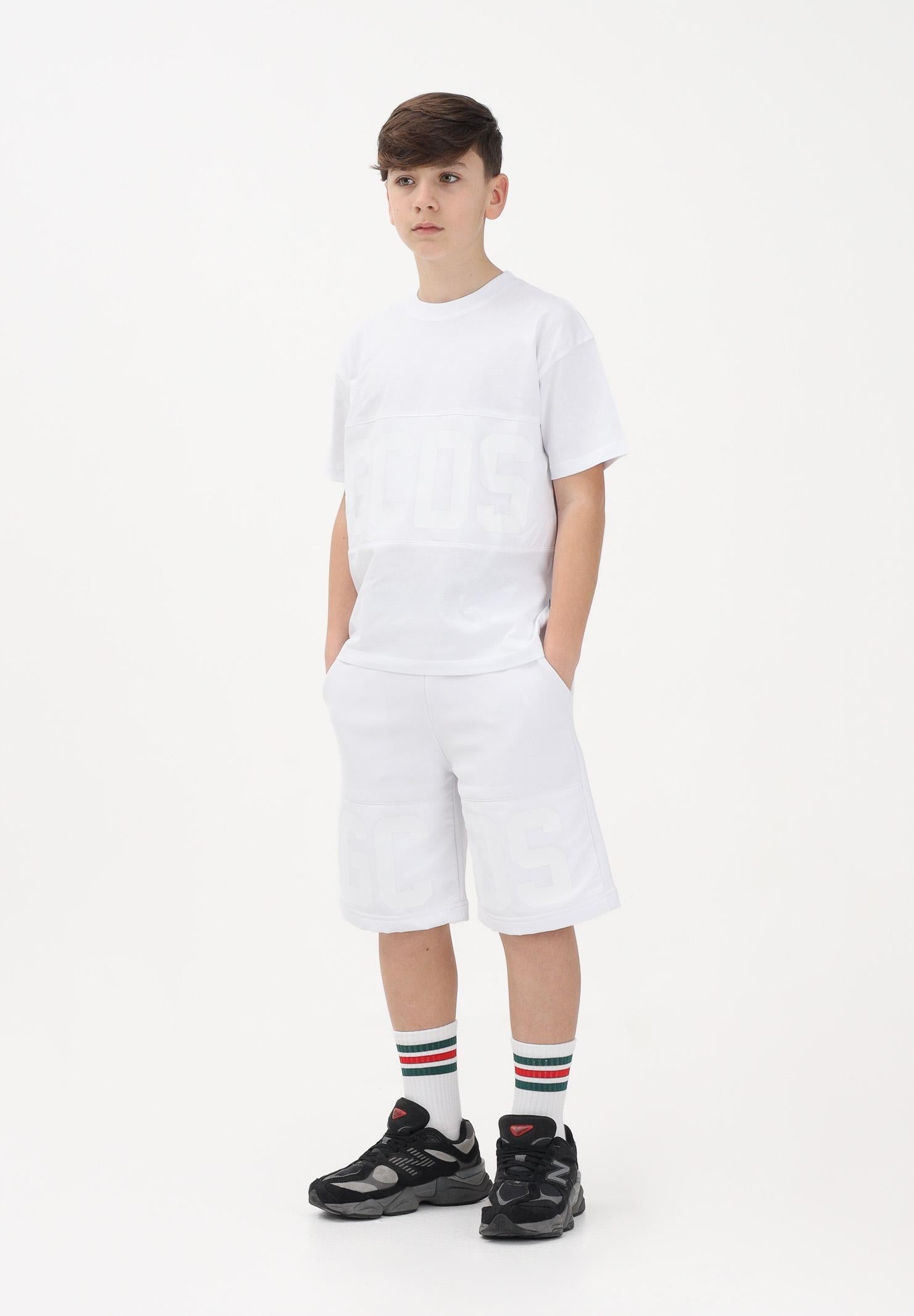 GCDS Shorts sportivo bianco per uomo e donna con logo Z0MLQL230F004 100A GCDS 
