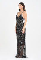 ELISABETTA FRANCHI Abito lungo nero da donna in tulle con paillettes ABR2357E2 110 ELISABETTA FRANCHI 