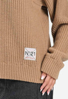 N21 Maglione con cappuccio color cammello e nero per donna, ragazzi e bambini N2108LN0453 0N720 N21 