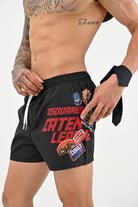 DSQUARED2 Shorts mare nero da uomo con maxi stampa D7B8P6080 001 DSQUARED2 