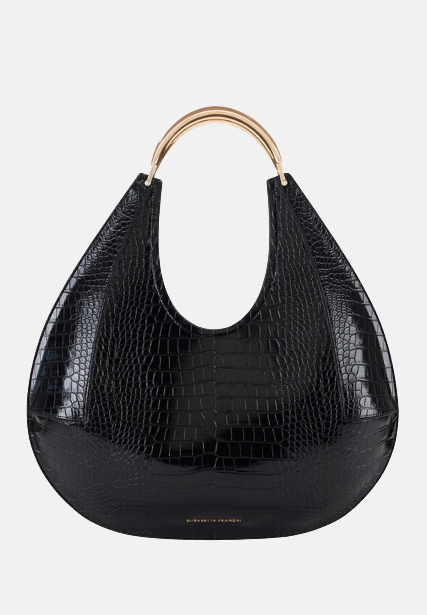 ELISABETTA FRANCHI Shopper nera da donna con stampa cocco BS27A56E2 110 ELISABETTA FRANCHI 