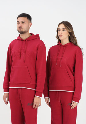 GCDS Felpa con cappuccio bordeaux per uomo e donna rifinita da logo impresso B2EW1905JD1 49 GCDS 