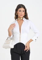 ELISABETTA FRANCHI Camicia bianca da donna con ganci gioiello CA06057E2 100 ELISABETTA FRANCHI 
