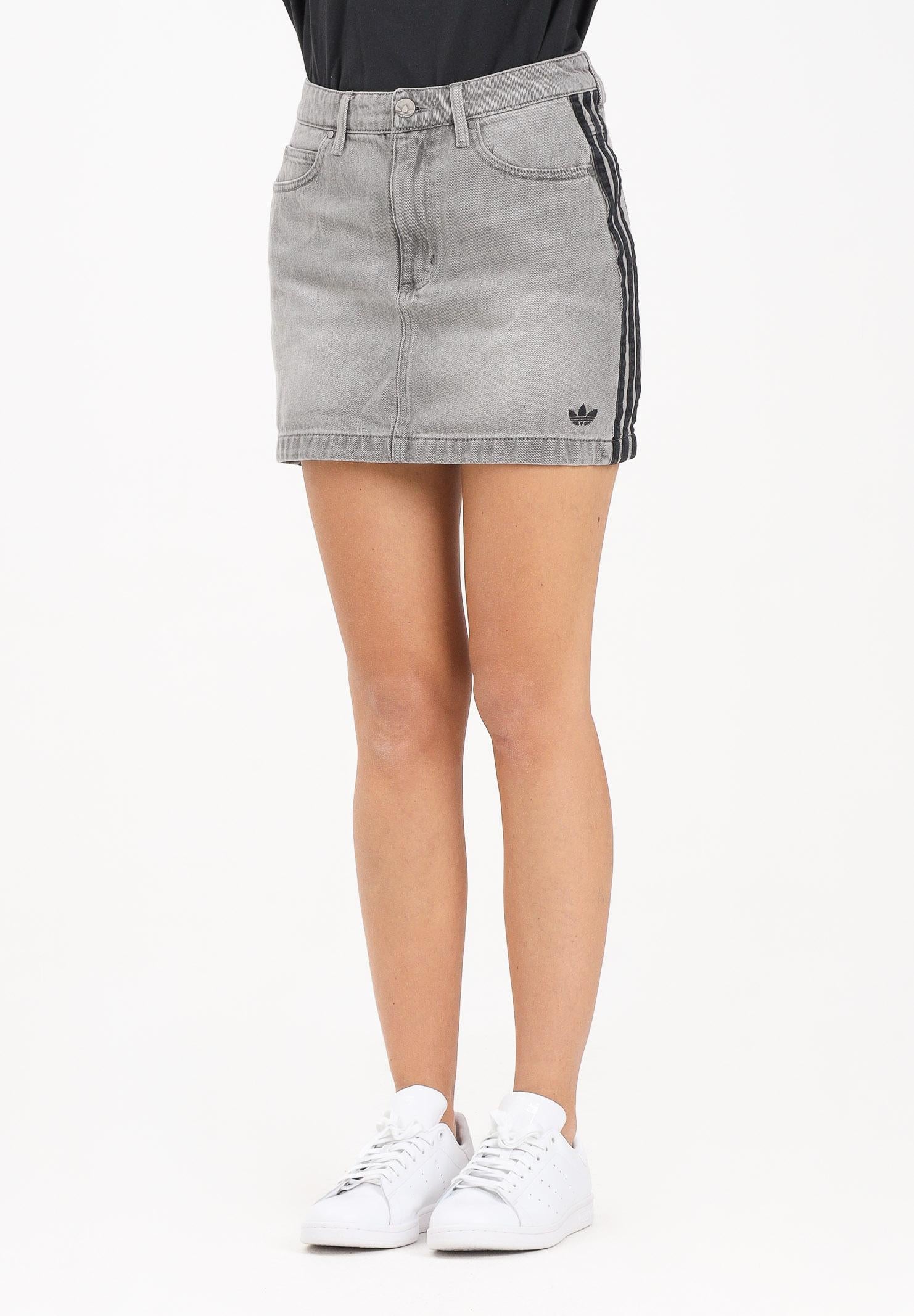 ADIDAS ORIGINALS Gonna di jeans Adicolor 3-Stripes grigia da donna JW2657  ADIDAS ORIGINALS 