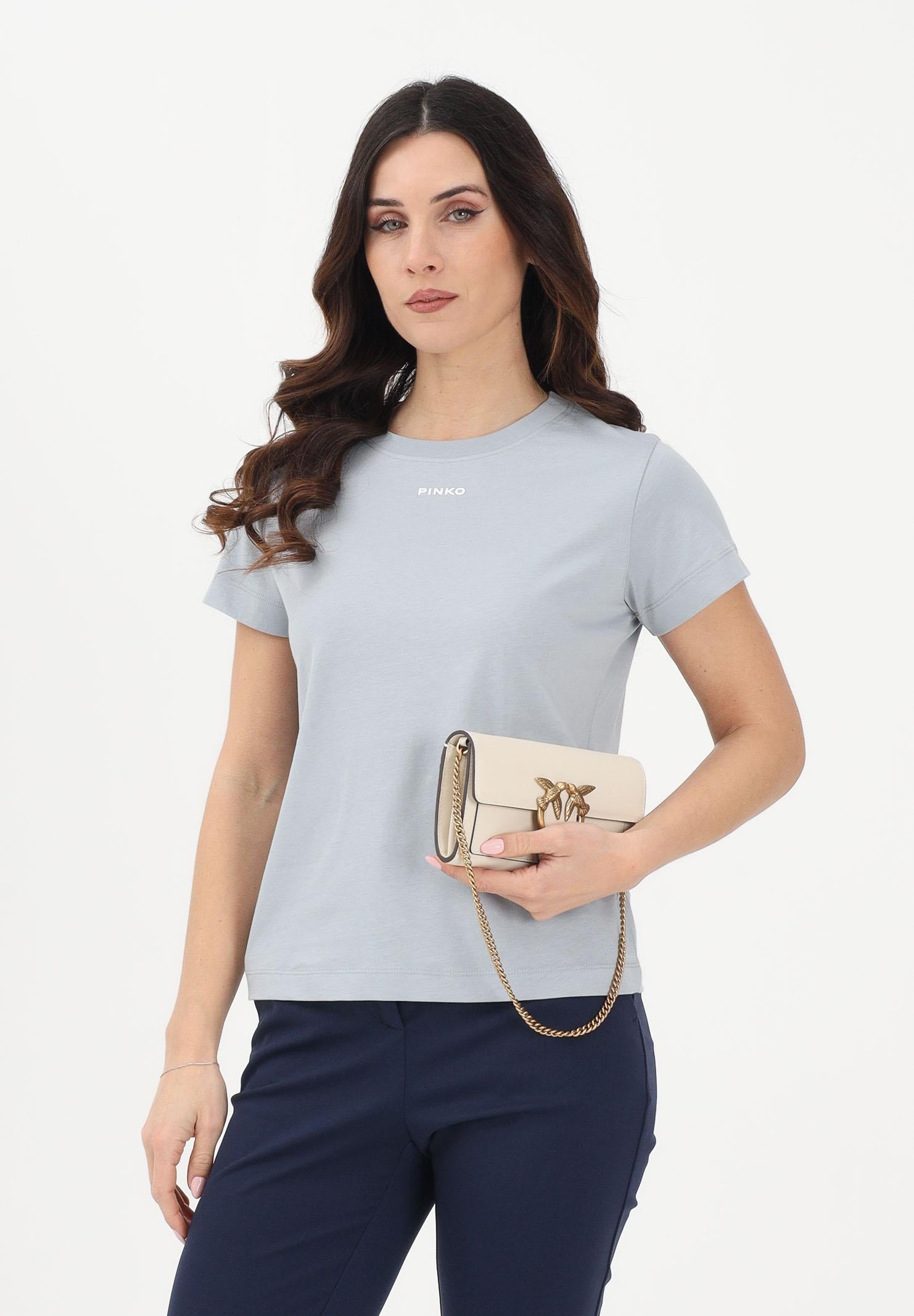 PINKO T-shirt a manica corta azzurro arona da donna con logo 100373A34F E87 PINKO 