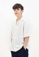 I'M BRIAN Camicia a manica corta panna da bambino con lavorazione a rombi traforati CA3312J PA I'M BRIAN 