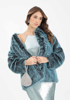 PATRIZIA PEPE Pelliccia verde acqua da donna 8O0197E072 G616 PATRIZIA PEPE 