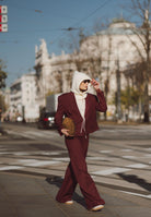 SANTAS Pantalone elegante POUVOIR bordeaux da donna con micro gessatura PV2626 BO SANTAS 