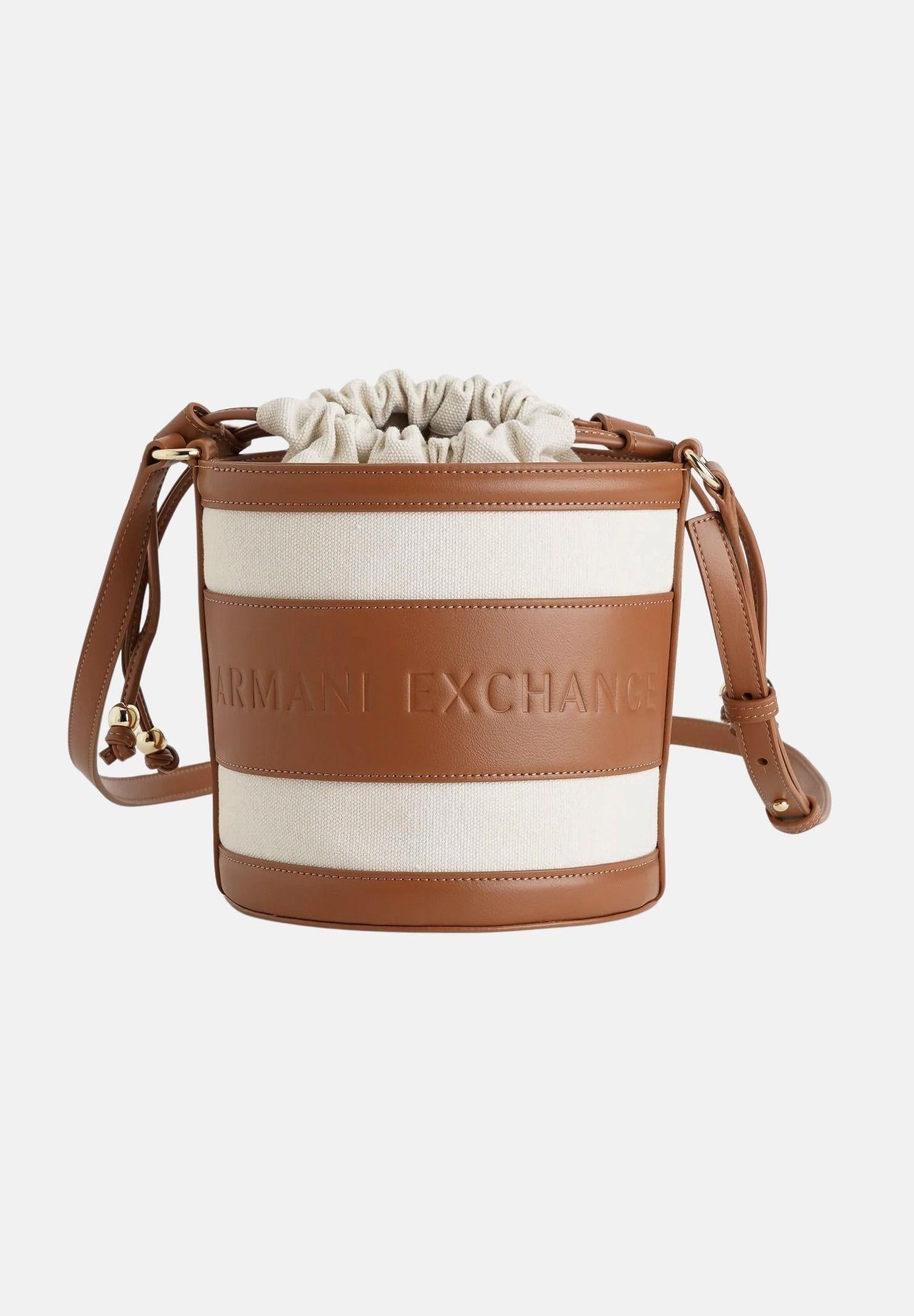 ARMANI EXCHANGE Borsa a tracolla beige e cuoio da donna con logo XW002183AF22635 M6261 ARMANI EXCHANGE 