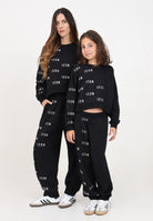 Pantalone sportivo nero per donna e bambina con stampa logo in strass DQ2681D009B DQ900 DSQUARED2 