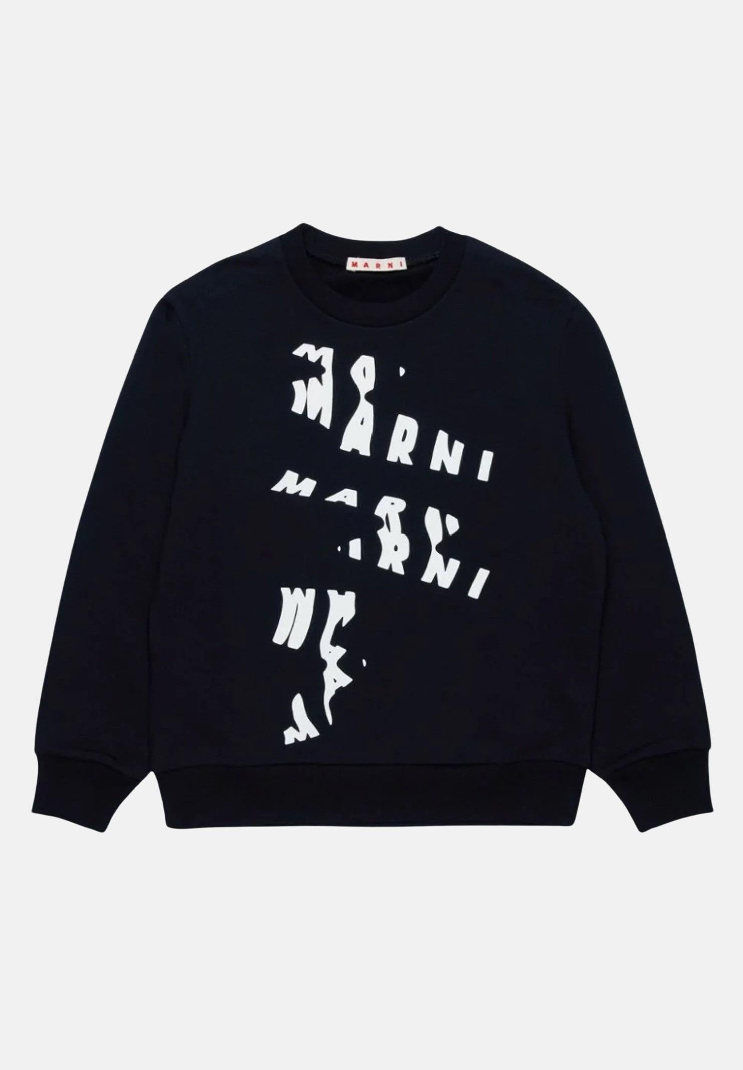 Felpa girocollo nera per donna e bambina con stampa M01224M00RE 0M900 MARNI 