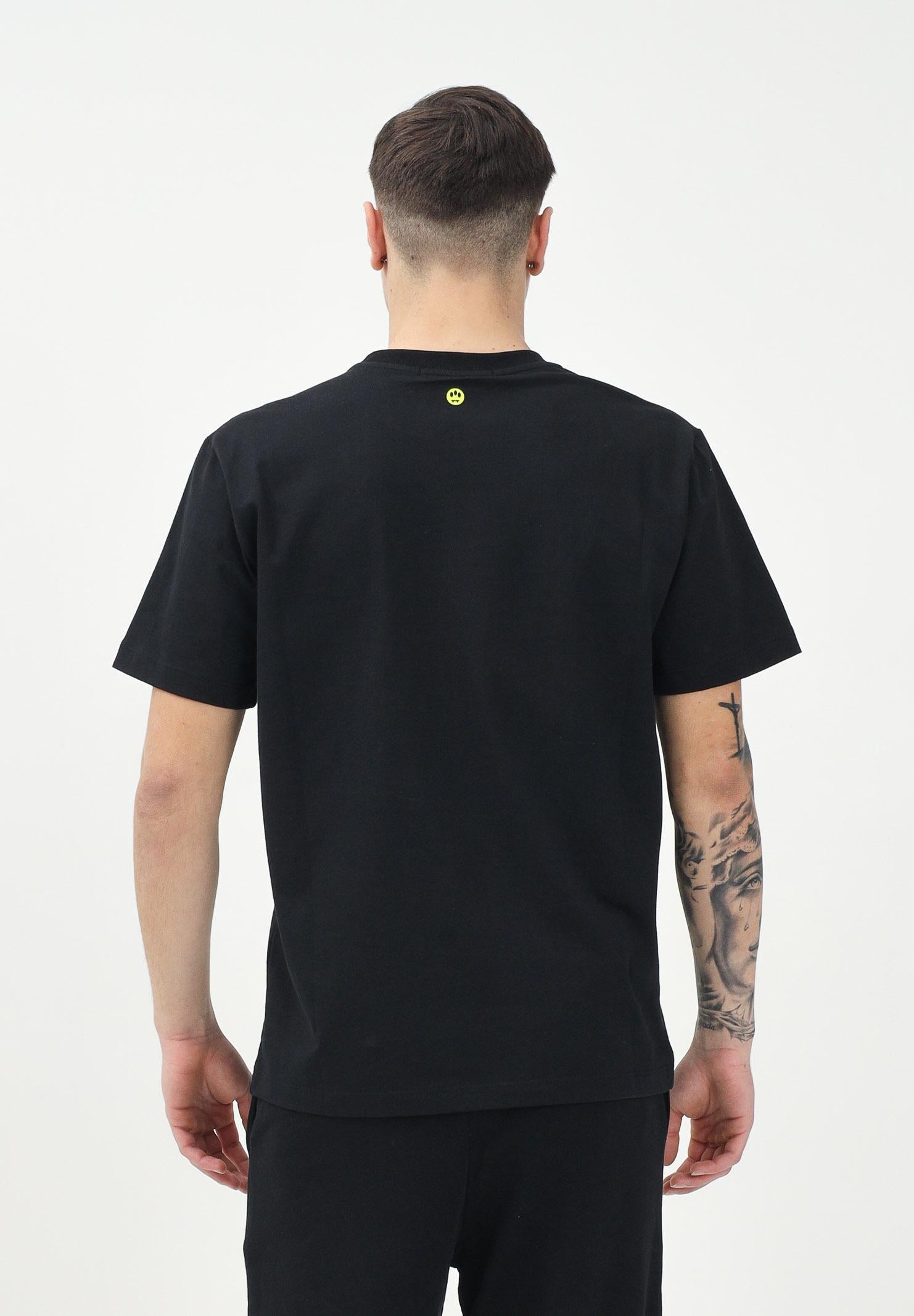 BARROW T-shirt a manica corta nera per uomo e donna con stampa orsacchiotto S5BWUATH154 110 BARROW 