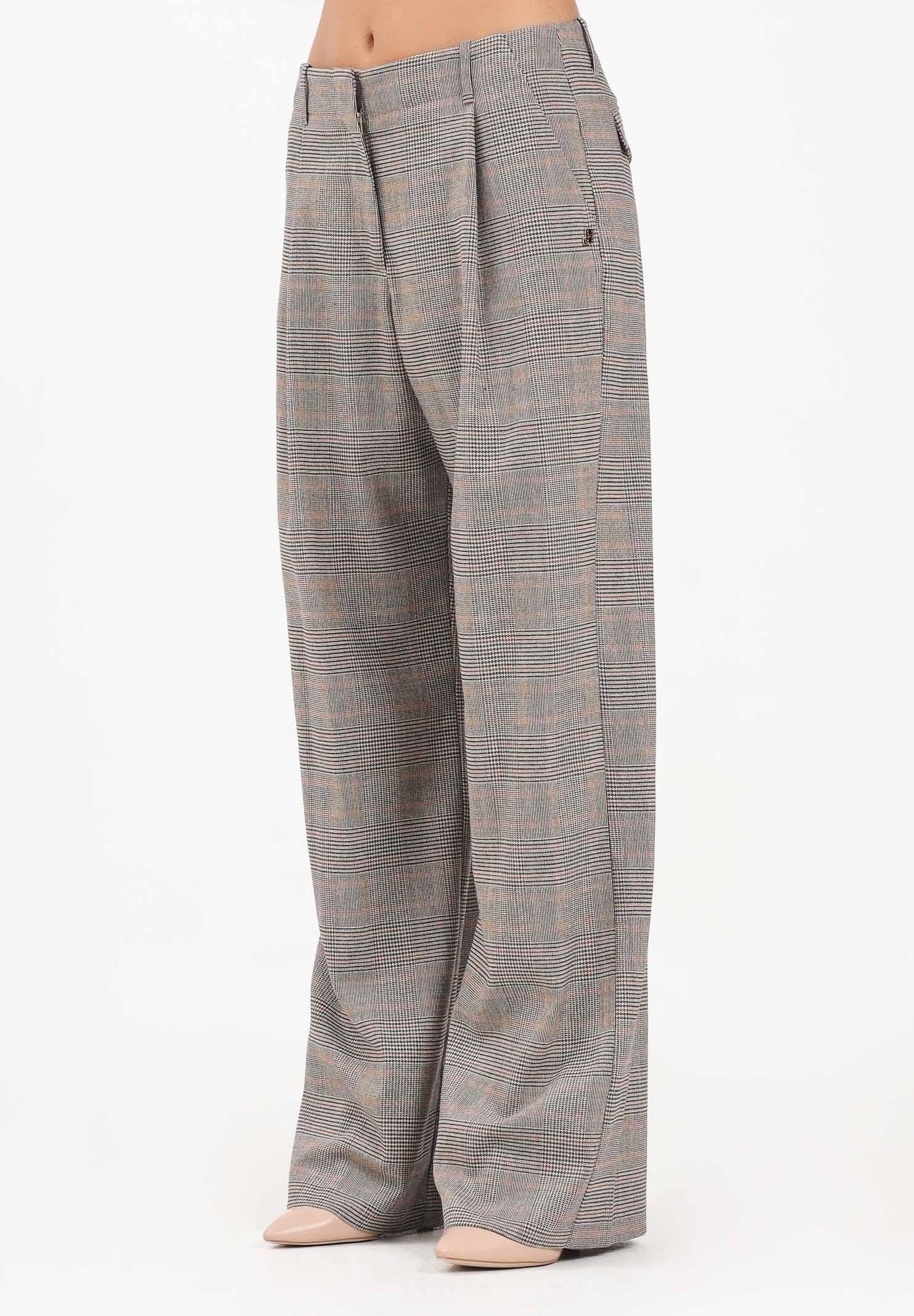 HINNOMINATE Pantalone elegante beige da donna con fantasia Principe Di Galles HMABW02263 BE11 HINNOMINATE 