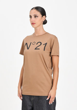 N21 T-shirt a manica corta cammello per donna, ragazzi e bambini con stampa logo N21173N0153 0N720 N21 