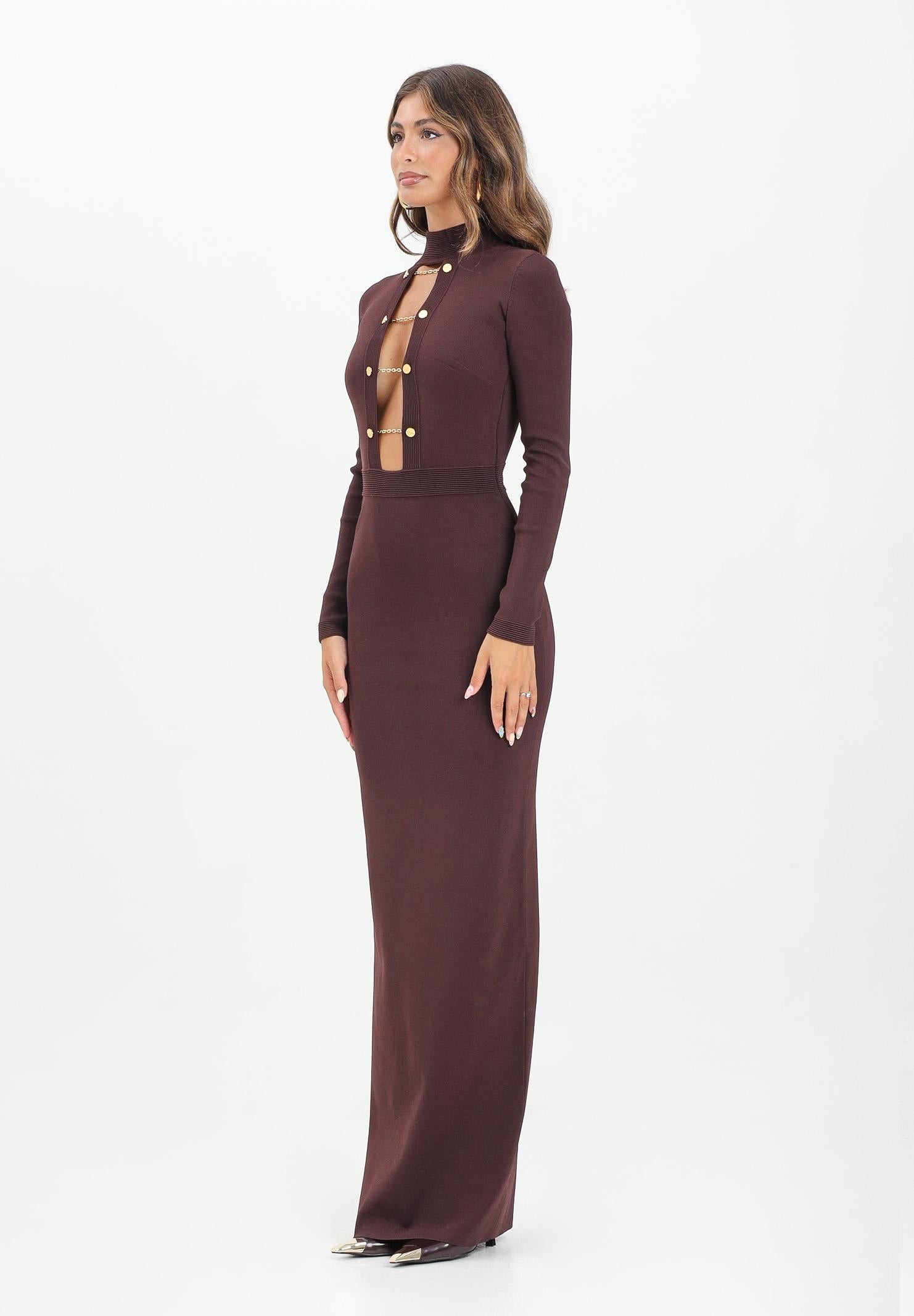 ELISABETTA FRANCHI Abito lungo bordeaux da donna con gemelli gioiello AM29S57E2 EA4 ELISABETTA FRANCHI 