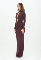 ELISABETTA FRANCHI Abito lungo bordeaux da donna con gemelli gioiello AM29S57E2 EA4 ELISABETTA FRANCHI 