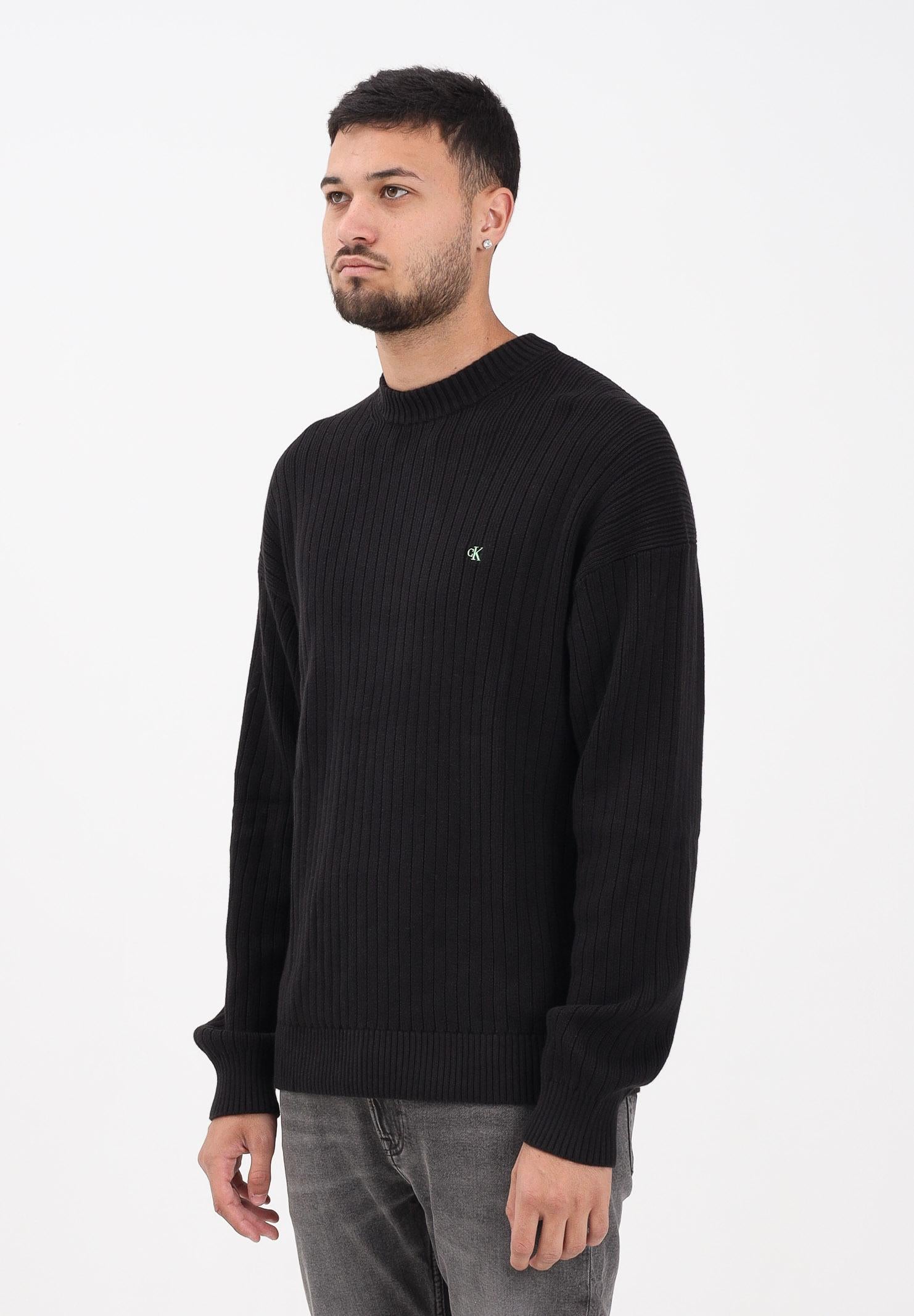 CALVIN KLEIN JEANS Maglioncino girocollo nero da uomo con logo LV04RD314GUB1  CALVIN KLEIN JEANS 