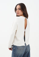 VICOLO Maglioncino girocollo panna da donna con dettagli cut-out sul retro 77064F FU02 VICOLO 