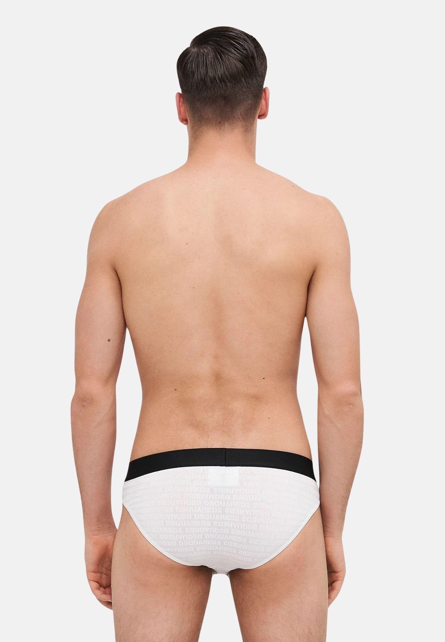 DSQUARED2 Slip bianco da uomo con logo all-over D9H136200S 110 DSQUARED2 