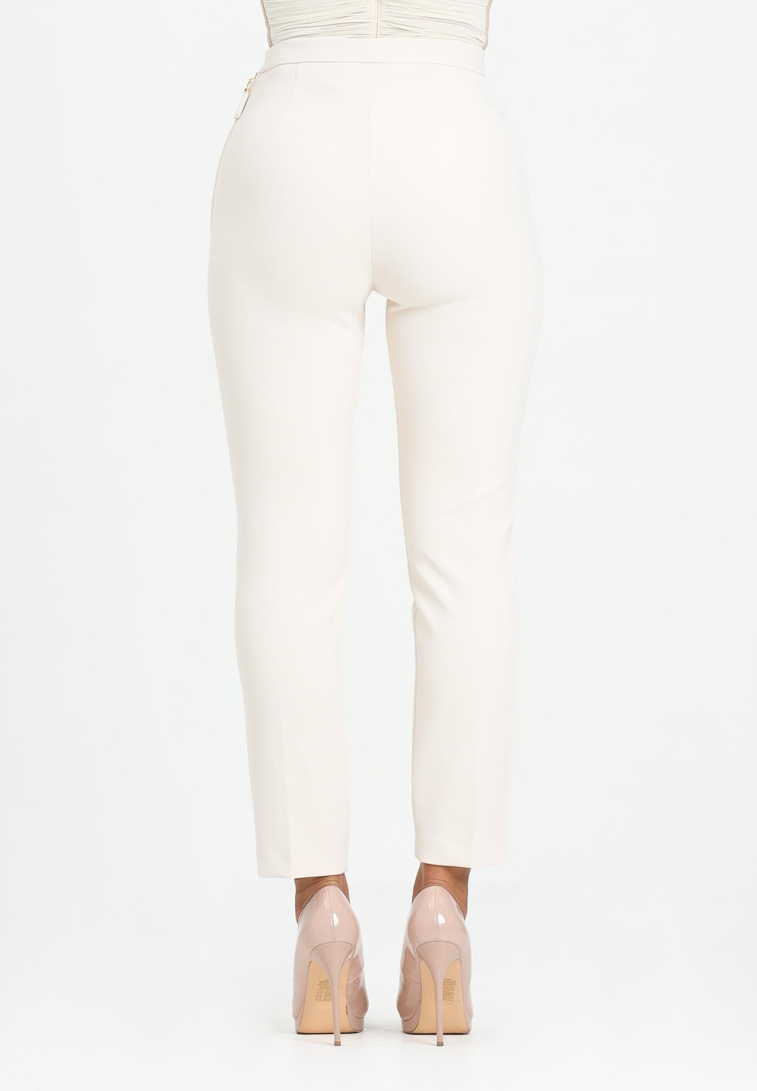ELISABETTA FRANCHI Pantalone elegante color latte da donna in doppio crêpe PA12056E2 DZ9 ELISABETTA FRANCHI 