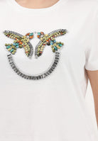 PINKO T-shirt a manica corta bianca da donna con logo Love Birds 100535A33F Z05 PINKO 