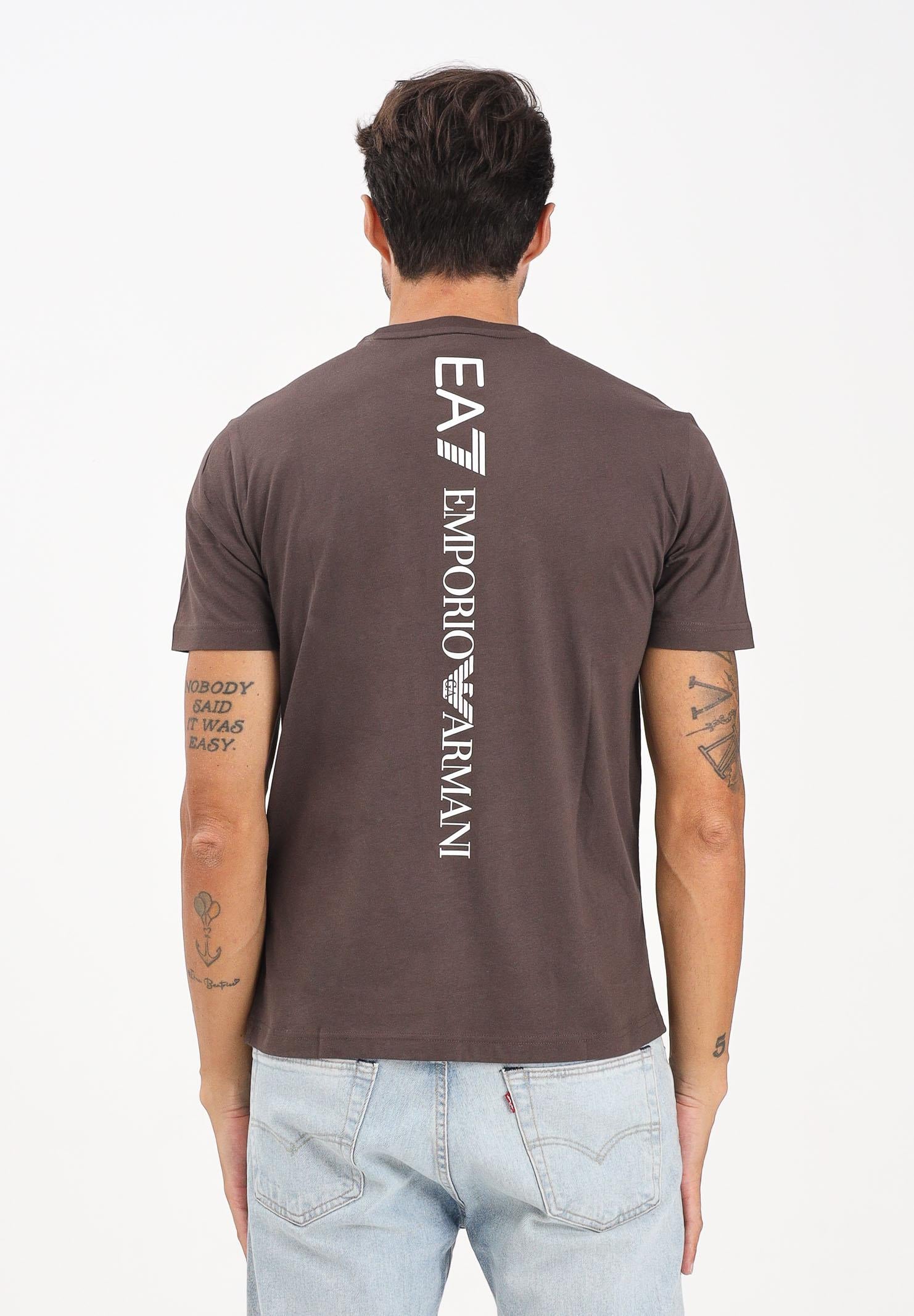 EA7 T-shirt a manica corta marrone da uomo con logo 7M000567AF10375 U6063 EA7 