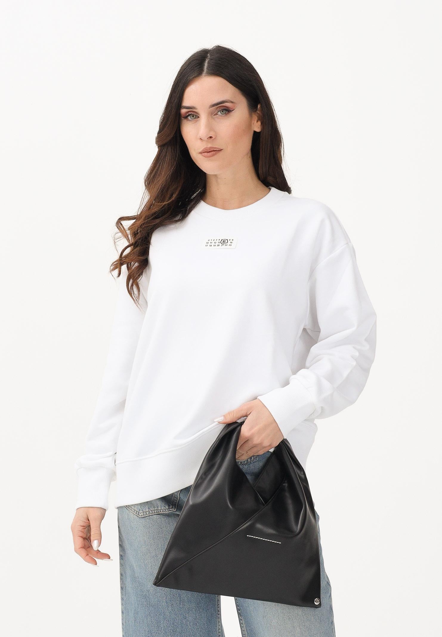 MAISON MARGIELA Felpa girocollo bianca per donna, ragazzi e bambini con logo M61011MM04H M6100 MAISON MARGIELA 