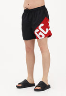 GCDS Shorts mare nero e rosso da uomo con stampa logo Z0MLQS254T016 999R GCDS 