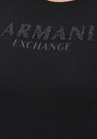 ARMANI EXCHANGE T-shirt a manica corta nera da donna con logo in strass XW002106AF10356 UC001 ARMANI EXCHANGE 