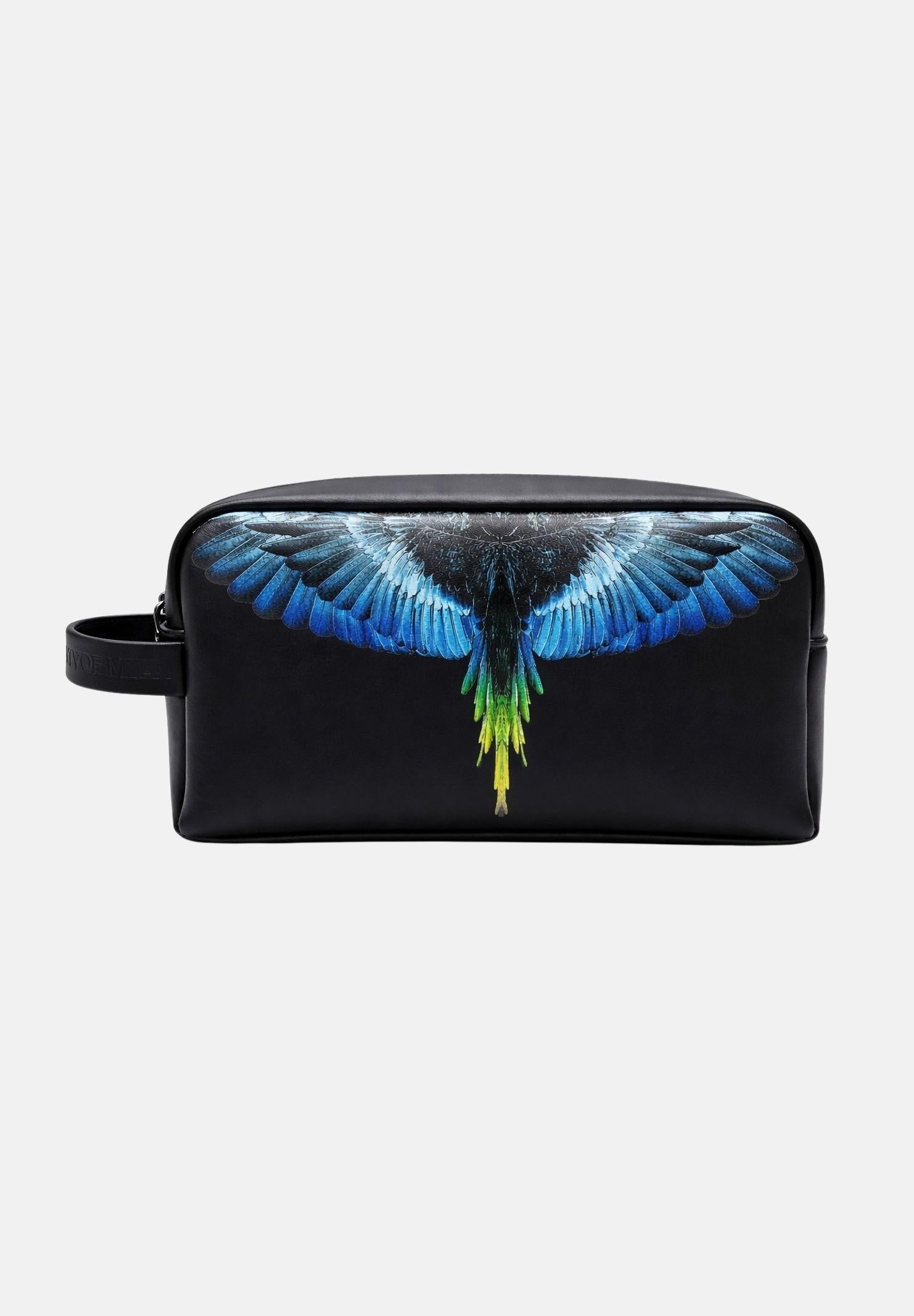 MARCELO BURLON COUNTY OF MILAN Pochette nera da uomo con stampa ali multicolor COMAS2603560895 . MARCELO BURLON COUNTY OF MILAN 